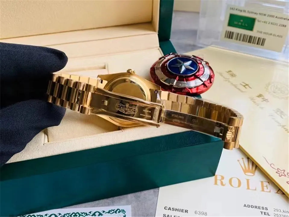 Rolex Gold Green Dial Diamond - Hình 2