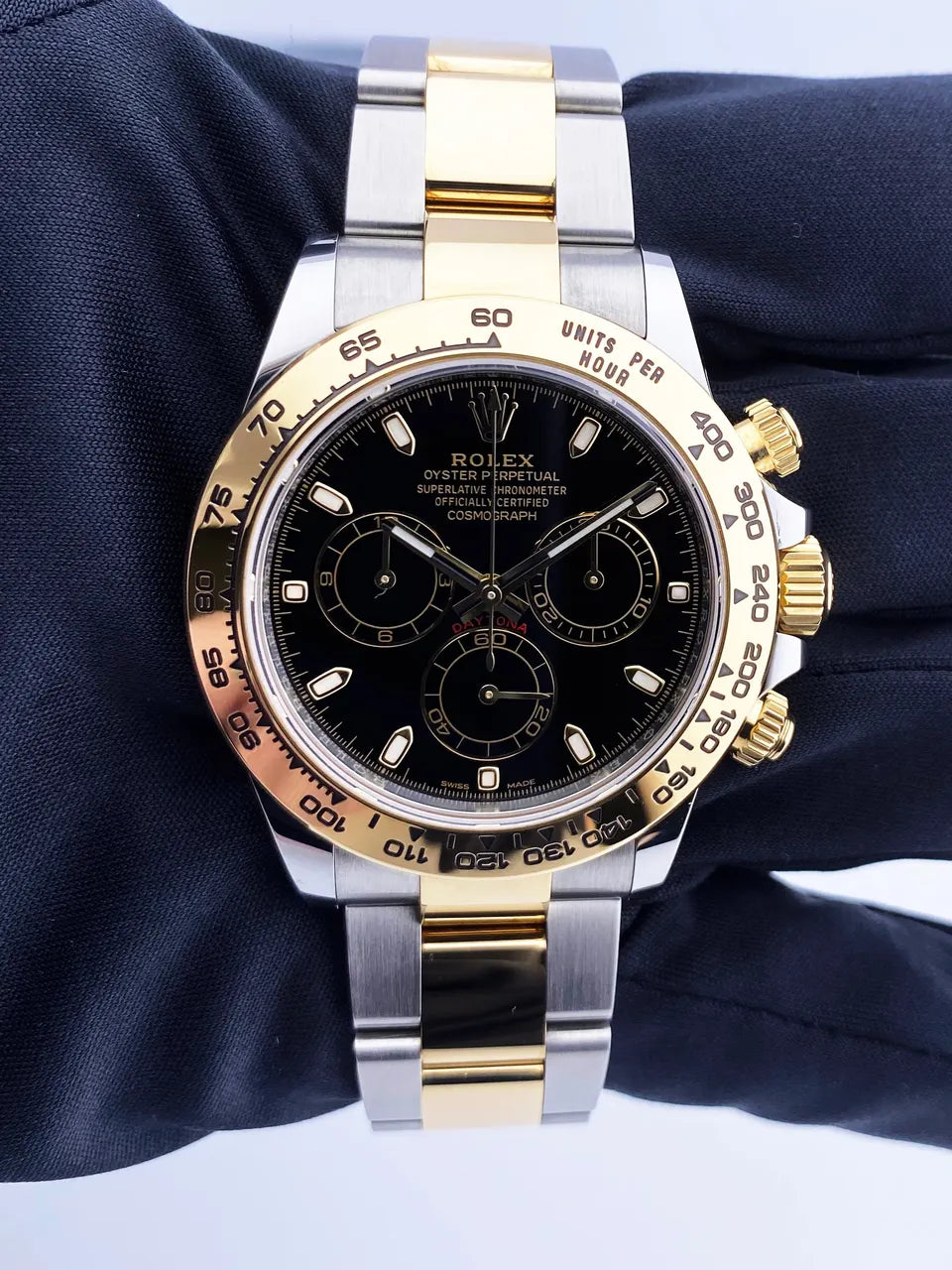 steel gold Rolex Daytona Two-Tone Black Dial - Hình 3