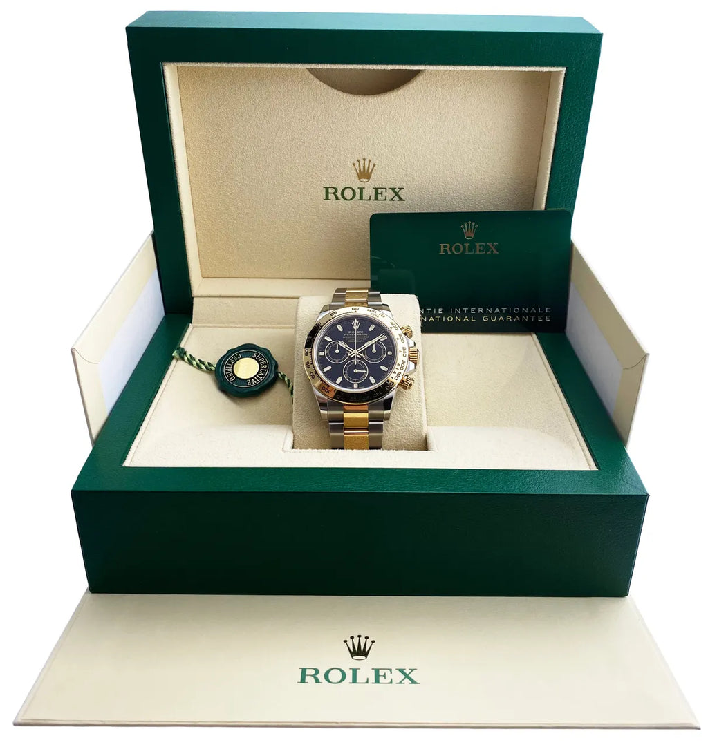 steel gold Rolex Daytona Two-Tone Black Dial - Hình 2