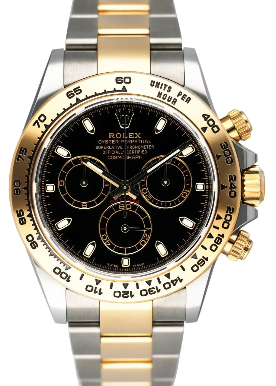 steel gold Rolex Daytona Two-Tone Black Dial
