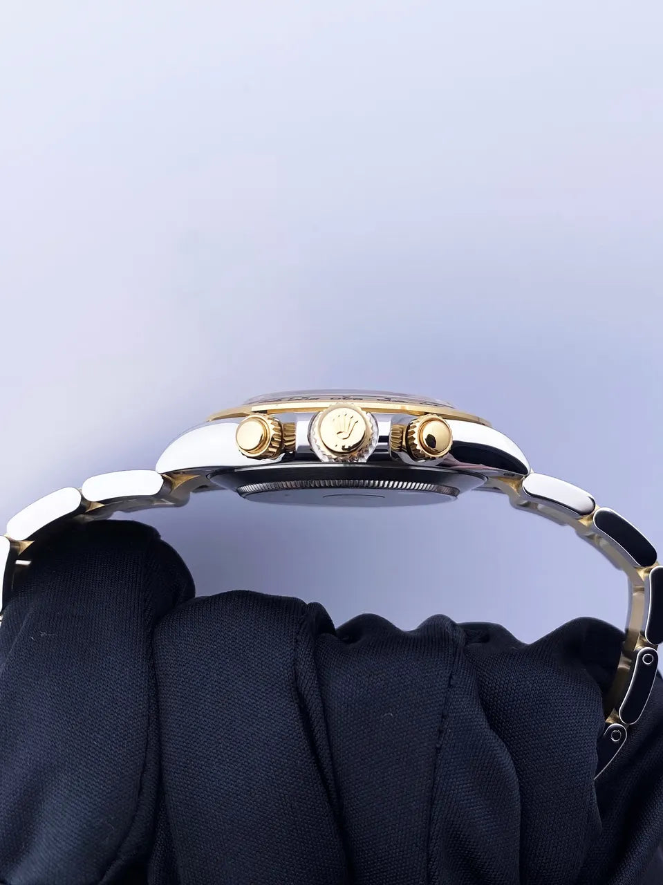 steel gold Rolex Daytona Two-Tone Black Dial - Hình 5