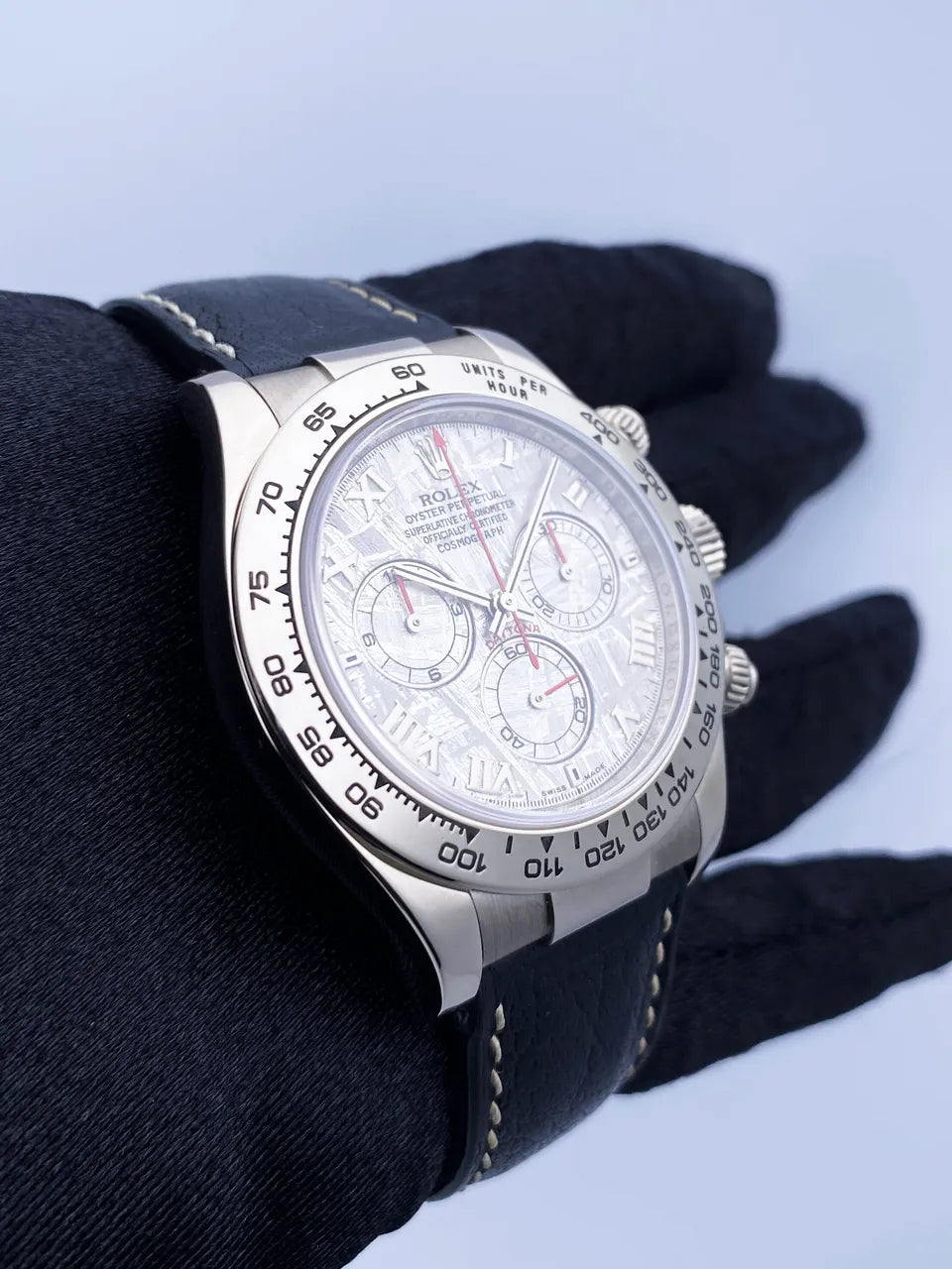 Daytona Meteorite Dial – Rolex – Black Leather Strap Watch