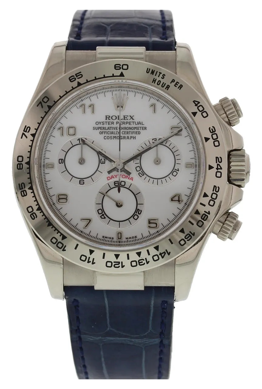 Rolex Daytona White Dial Blue Leather