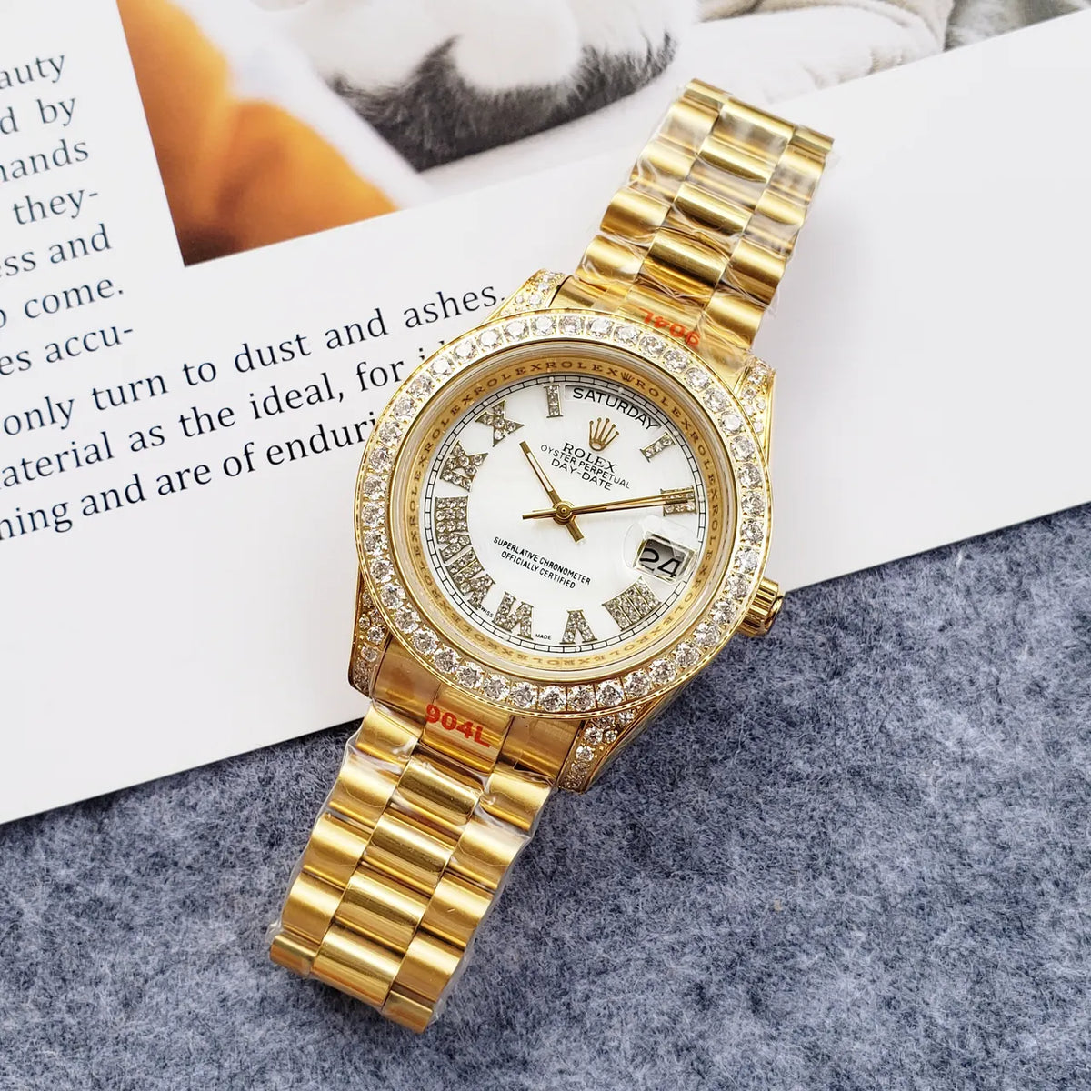 white Rolex Gold Diamond Day-Date - Hình 2