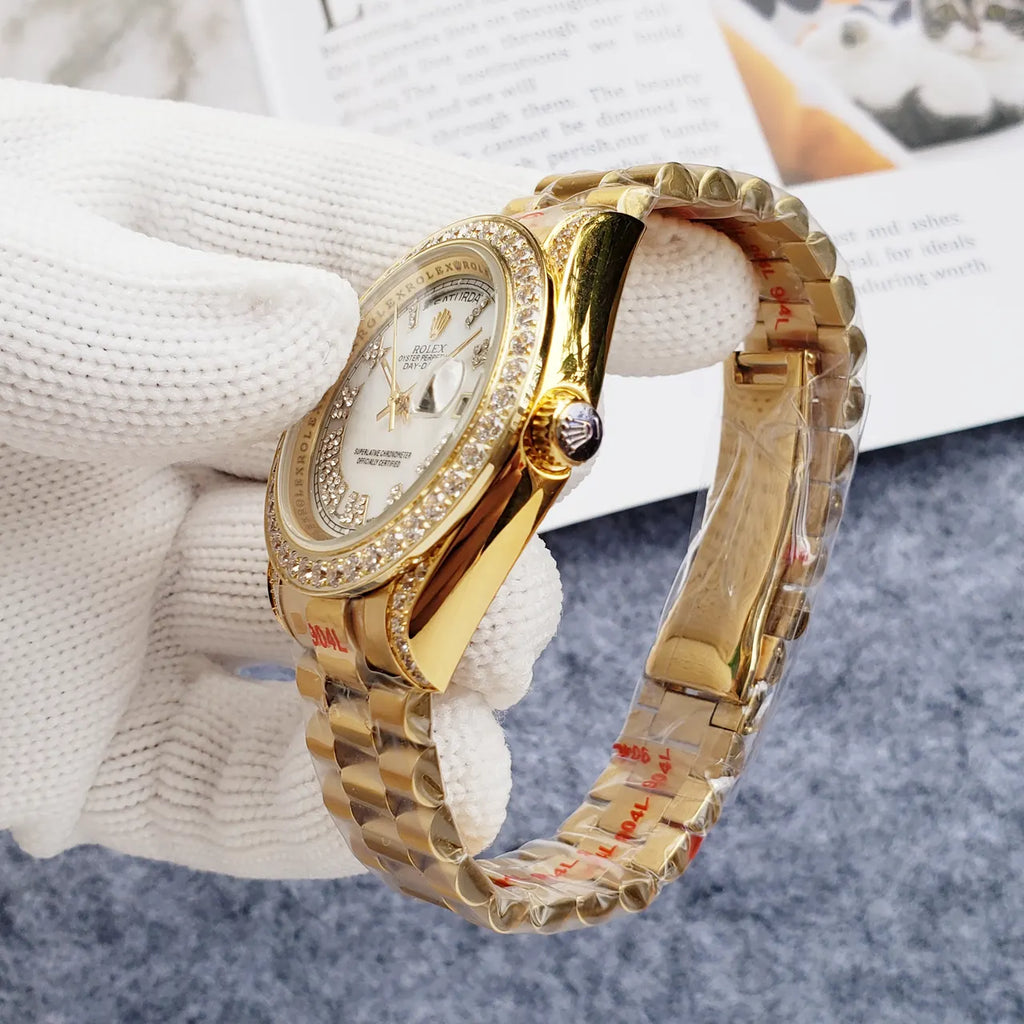 white Rolex Gold Diamond Day-Date - Hình 4