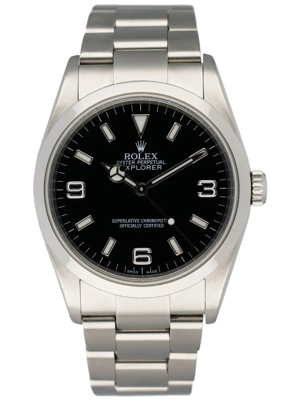 stainless steel Rolex Explorer I Black Dial