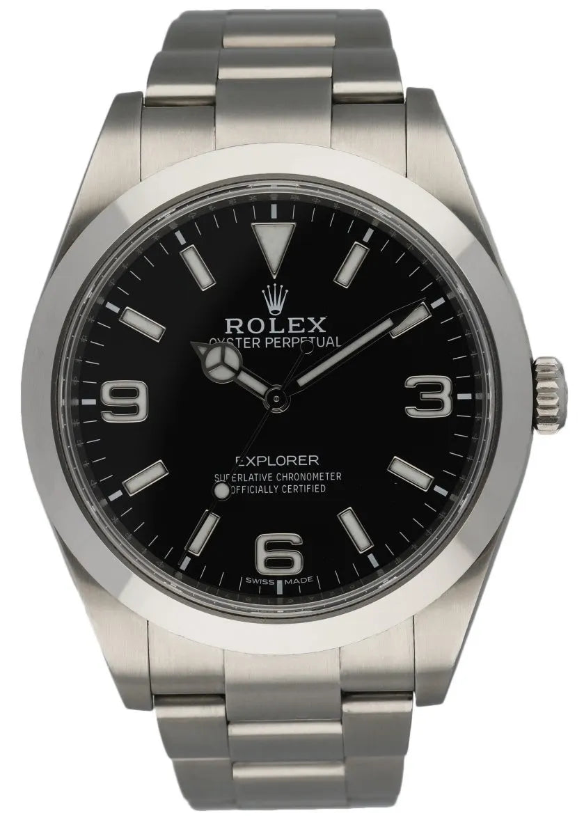 silver Rolex Explorer Black Dial Steel