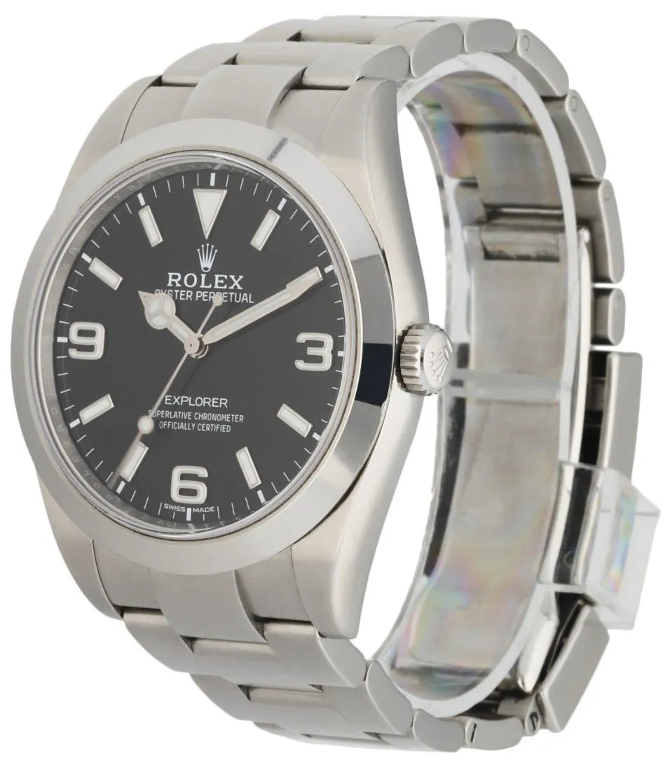silver Rolex Explorer Black Dial Steel - Hình 2