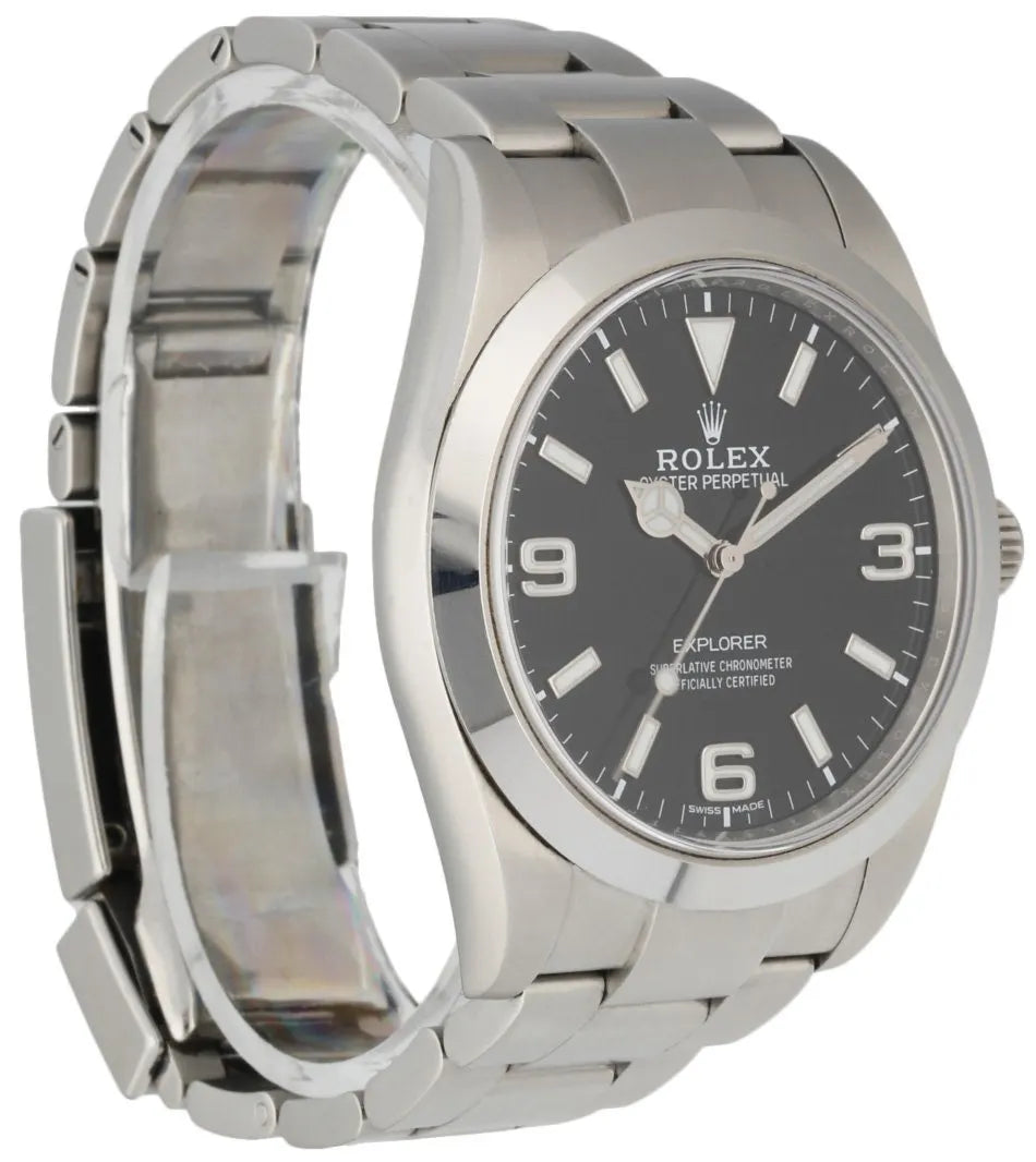 silver Rolex Explorer Black Dial Steel - Hình 3