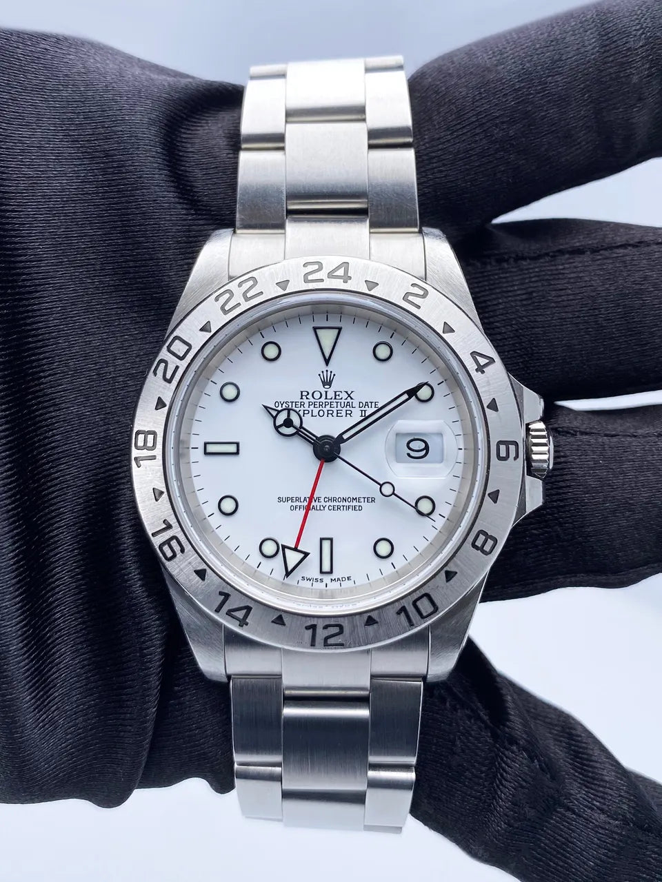 stainless Rolex Explorer II White Dial - Hình 3