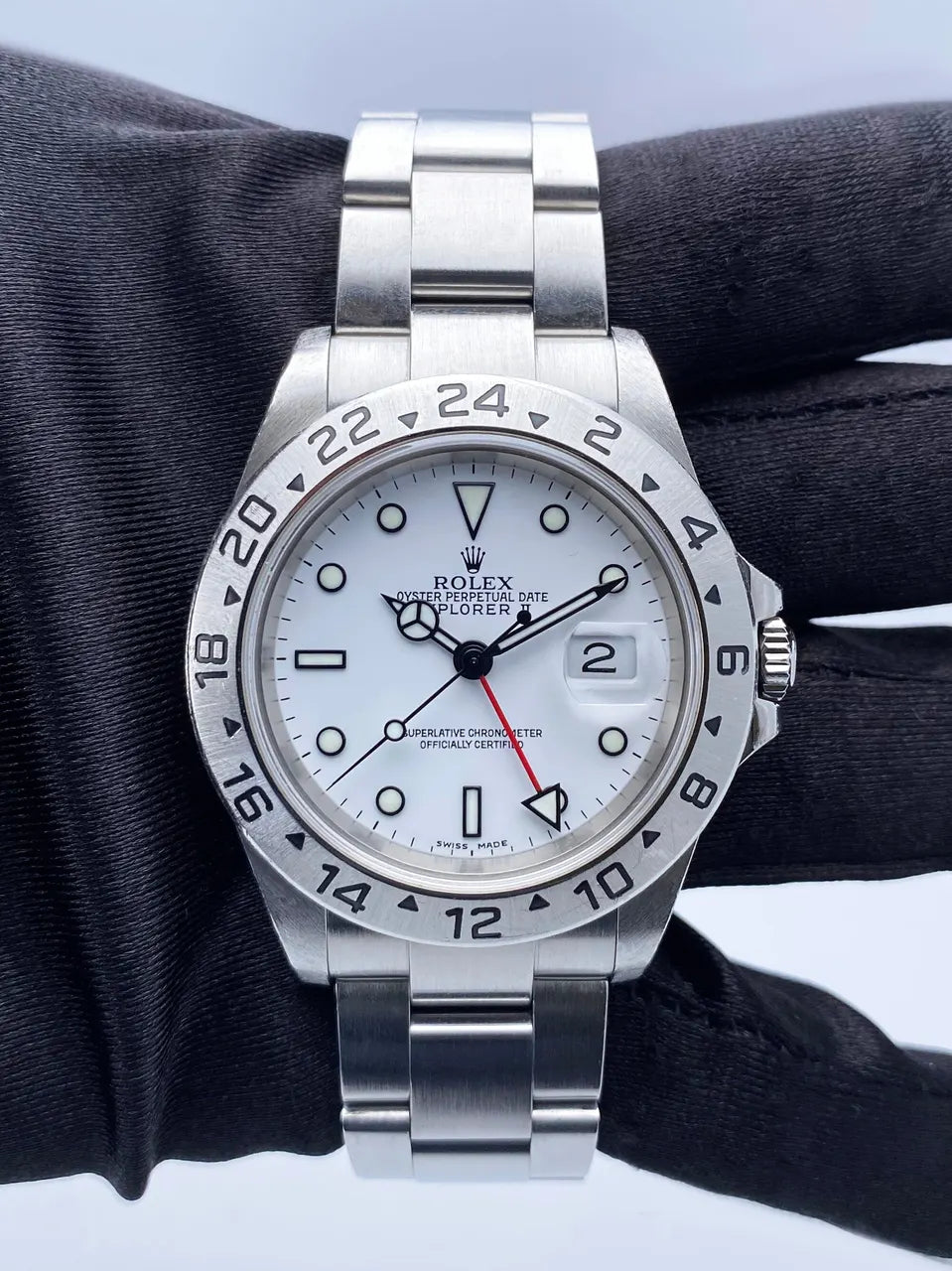 stainless Rolex Explorer II White Dial - Hình 2