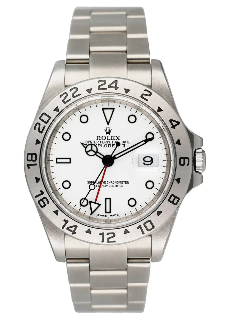 stainless Rolex Explorer II White Dial