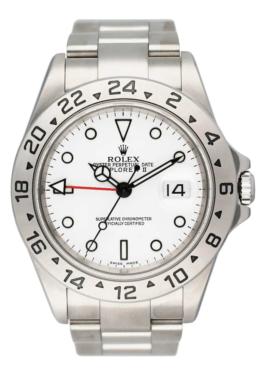 stainless Rolex Explorer II White Dial