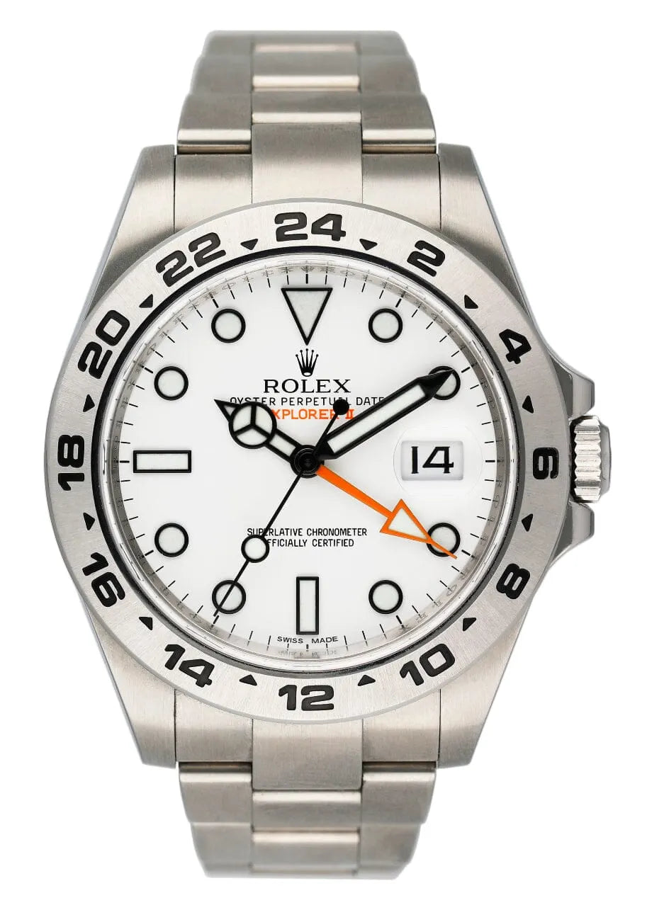 stainless Rolex Explorer II White Dial