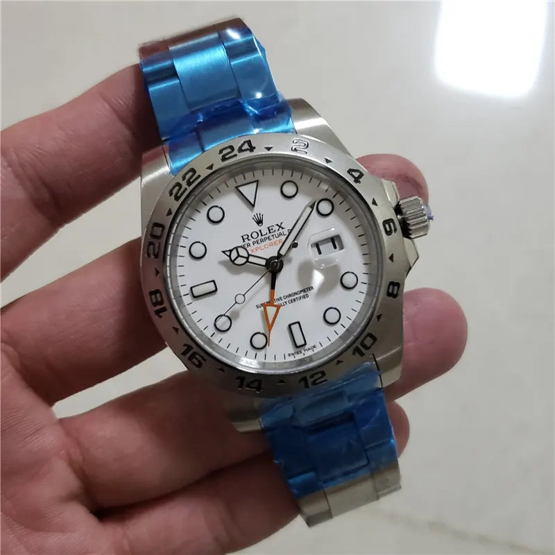 stainless Rolex Explorer II White Dial