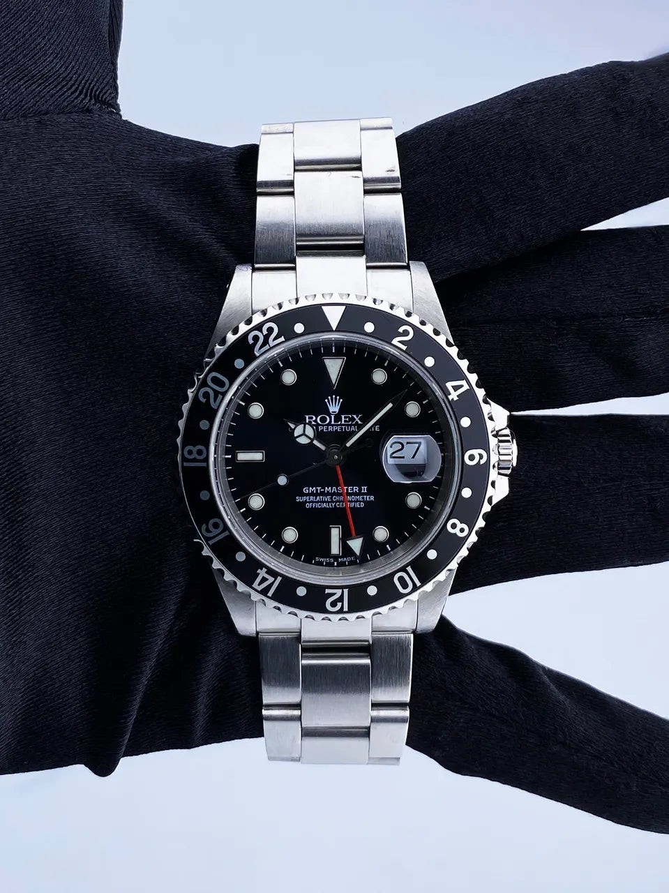 stainless Rolex GMT-Master II Black Bezel - Hình 2