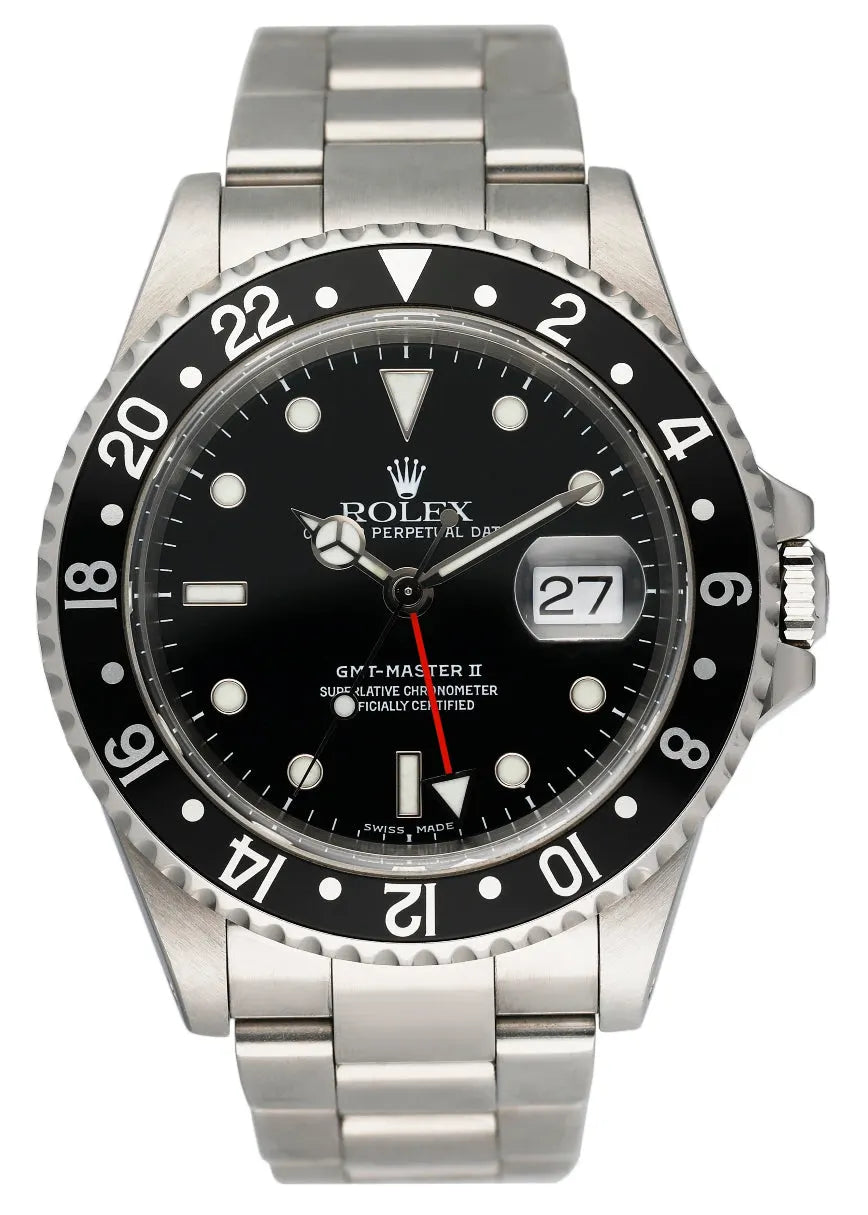 stainless Rolex GMT-Master II Black Bezel