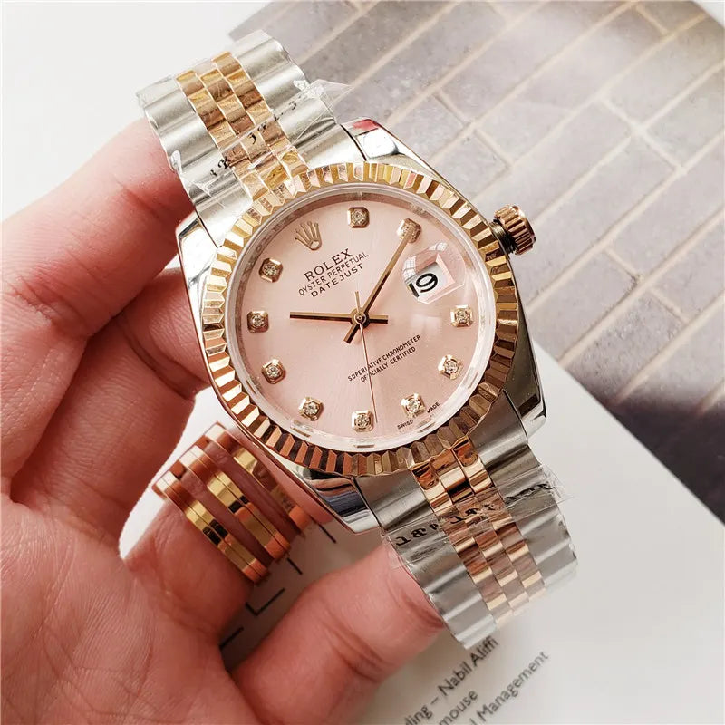 dial two Rolex Pink Diamond Datejust