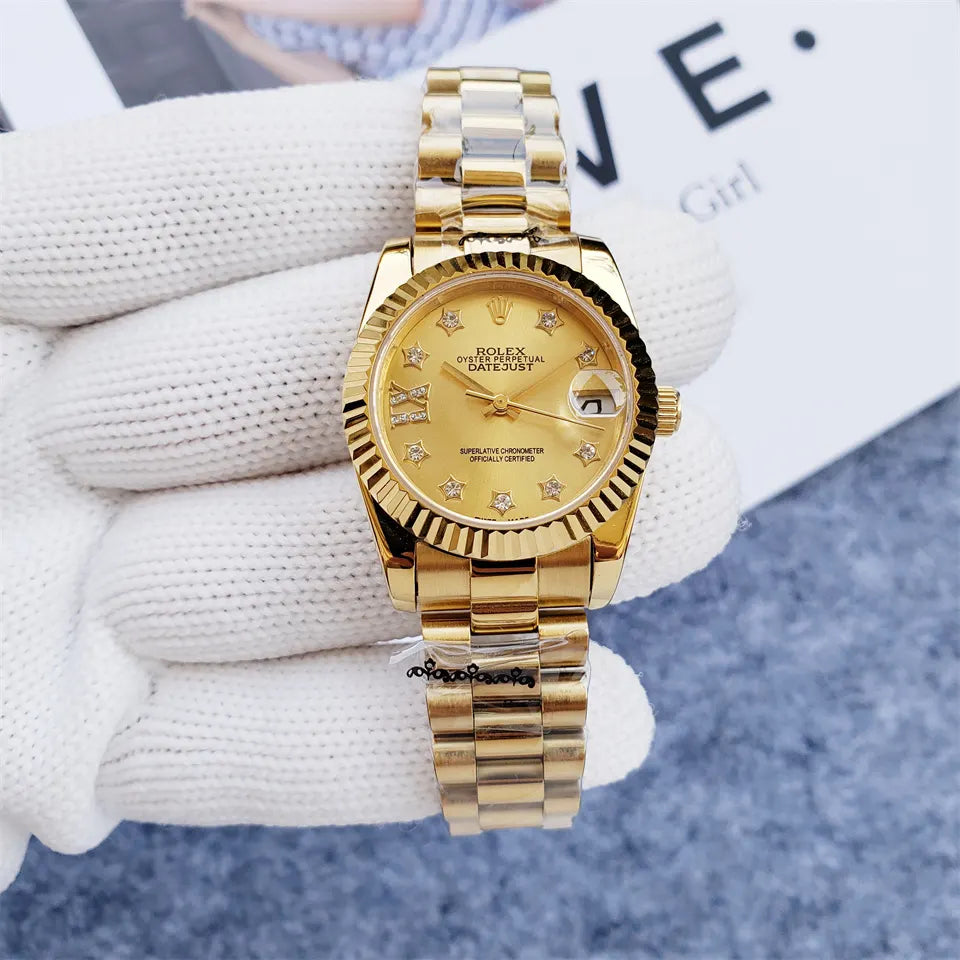 stainless Rolex Datejust Gold Diamond Dial