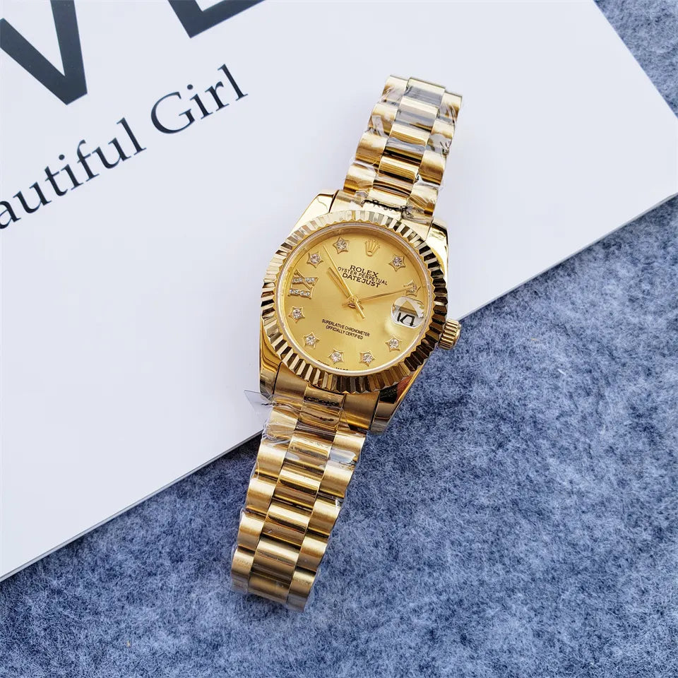 stainless Rolex Datejust Gold Diamond Dial - Hình 3