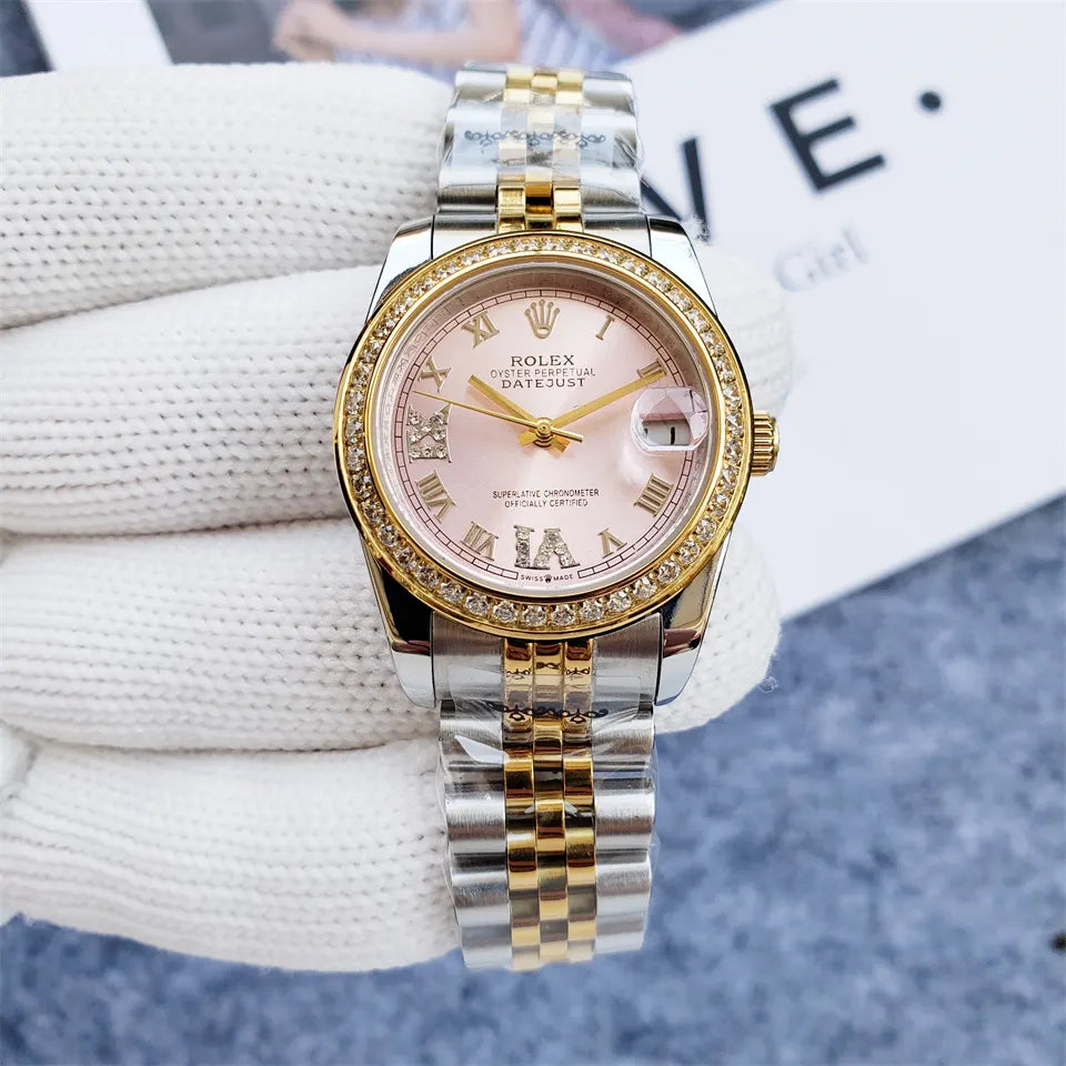 Rolex Pink Dial Diamond Datejust - Hình 5
