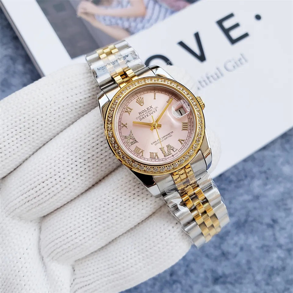 Rolex Pink Dial Diamond Datejust - Hình 7