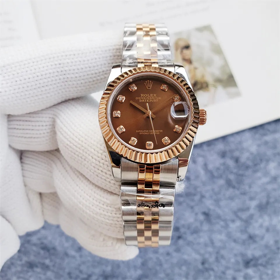 Rolex Chocolate Diamond Datejust Two-Tone - Hình 6