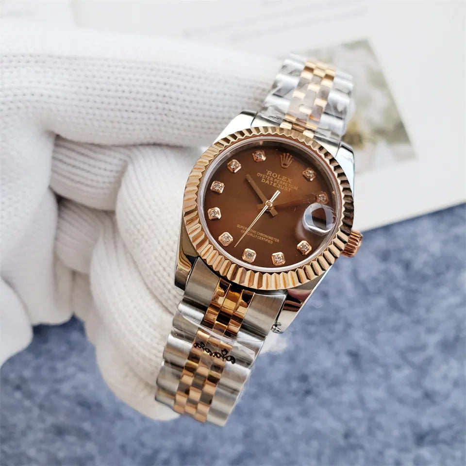 Rolex Chocolate Diamond Datejust Two-Tone - Hình 5