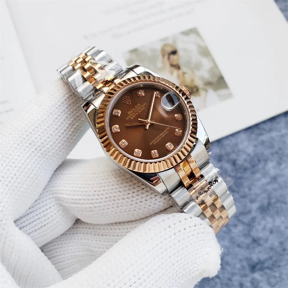 Rolex Chocolate Diamond Datejust Two-Tone - Hình 7