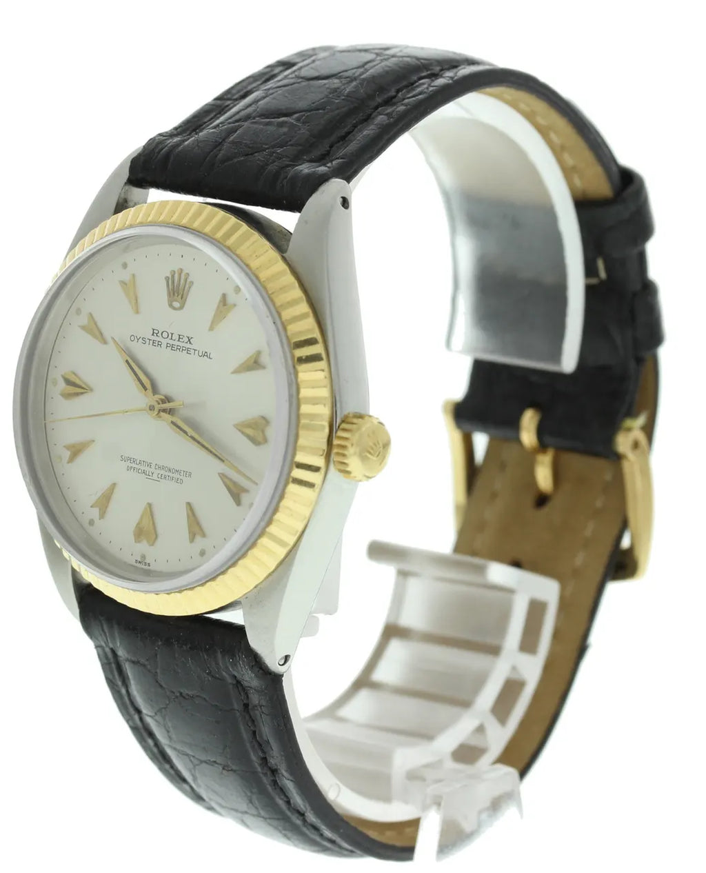 oyster Rolex Gold Bezel Leather - Hình 5