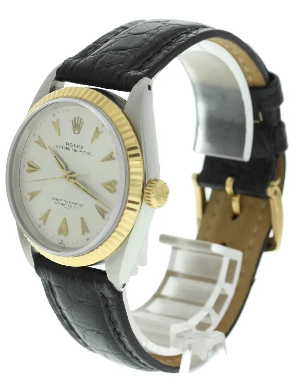 oyster Rolex Gold Bezel Leather - Hình 5