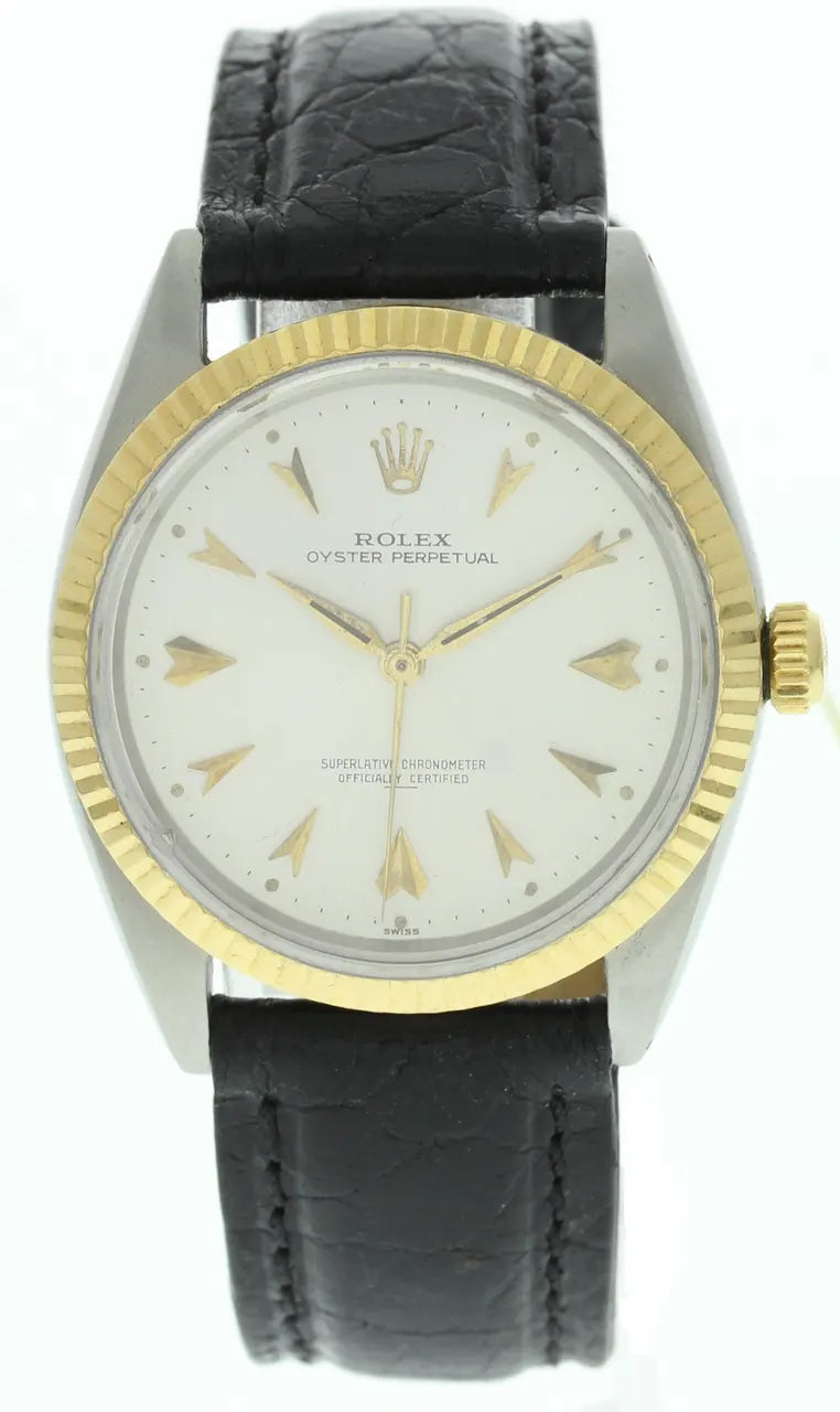 oyster Rolex Gold Bezel Leather