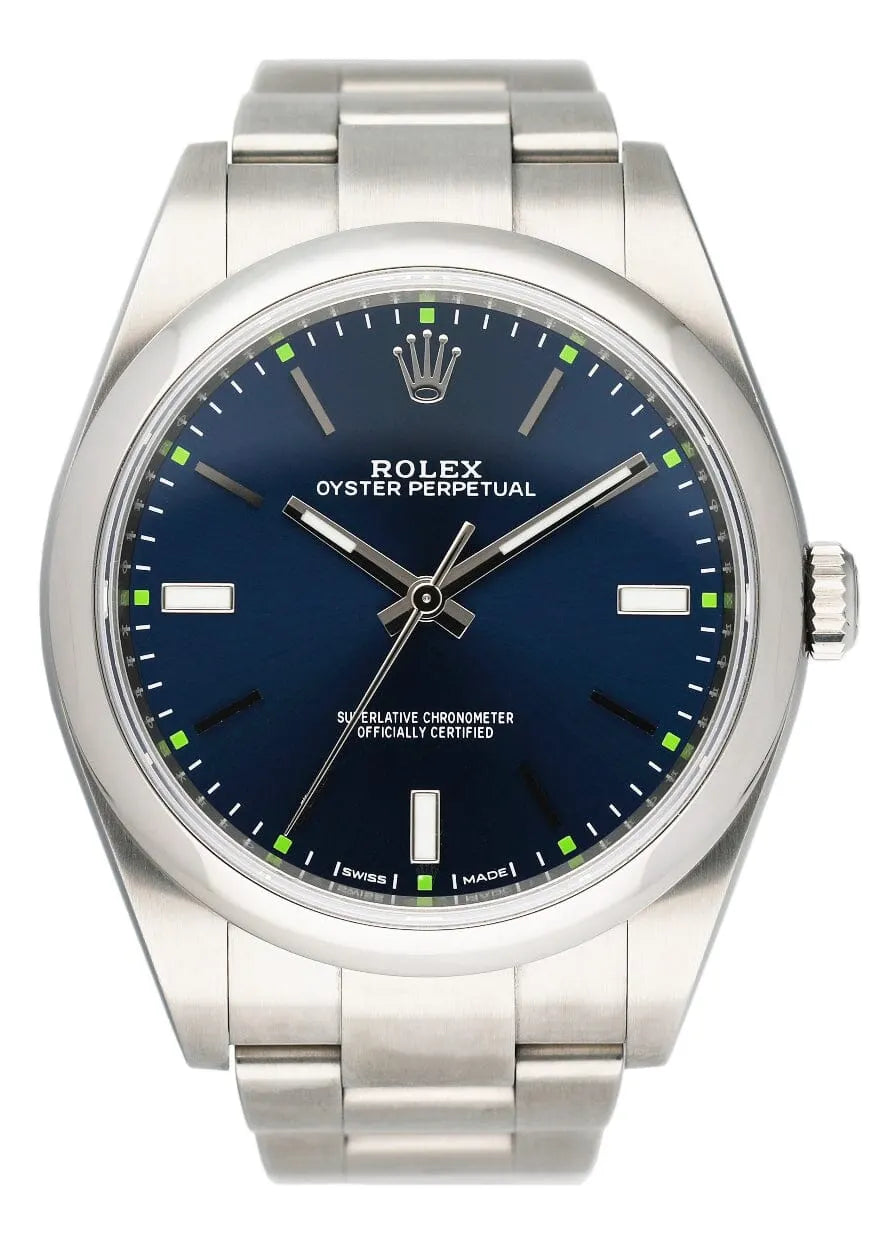 stainless Rolex Blue Dial Oyster Perpetual