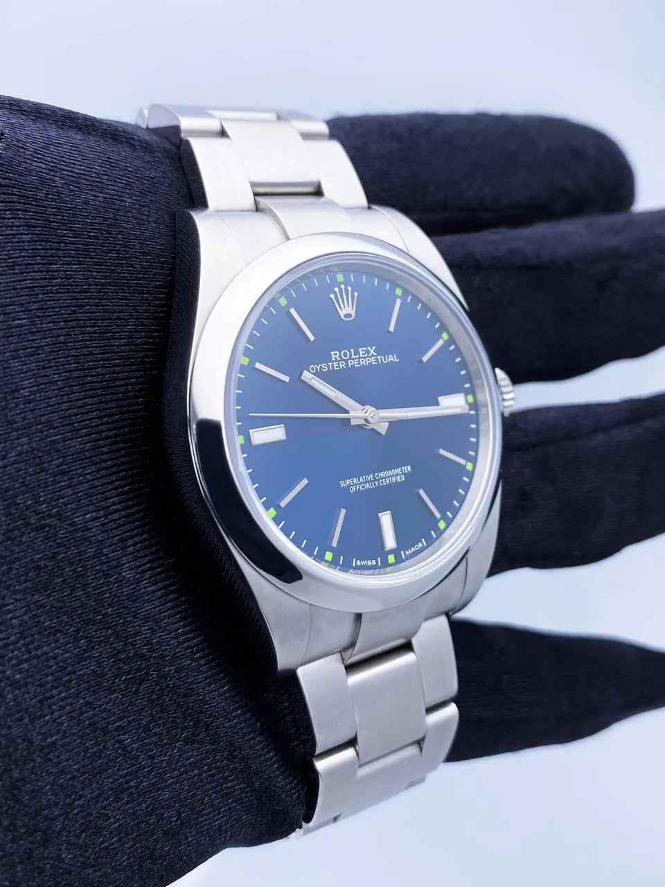 stainless Rolex Blue Dial Oyster Perpetual - Hình 3