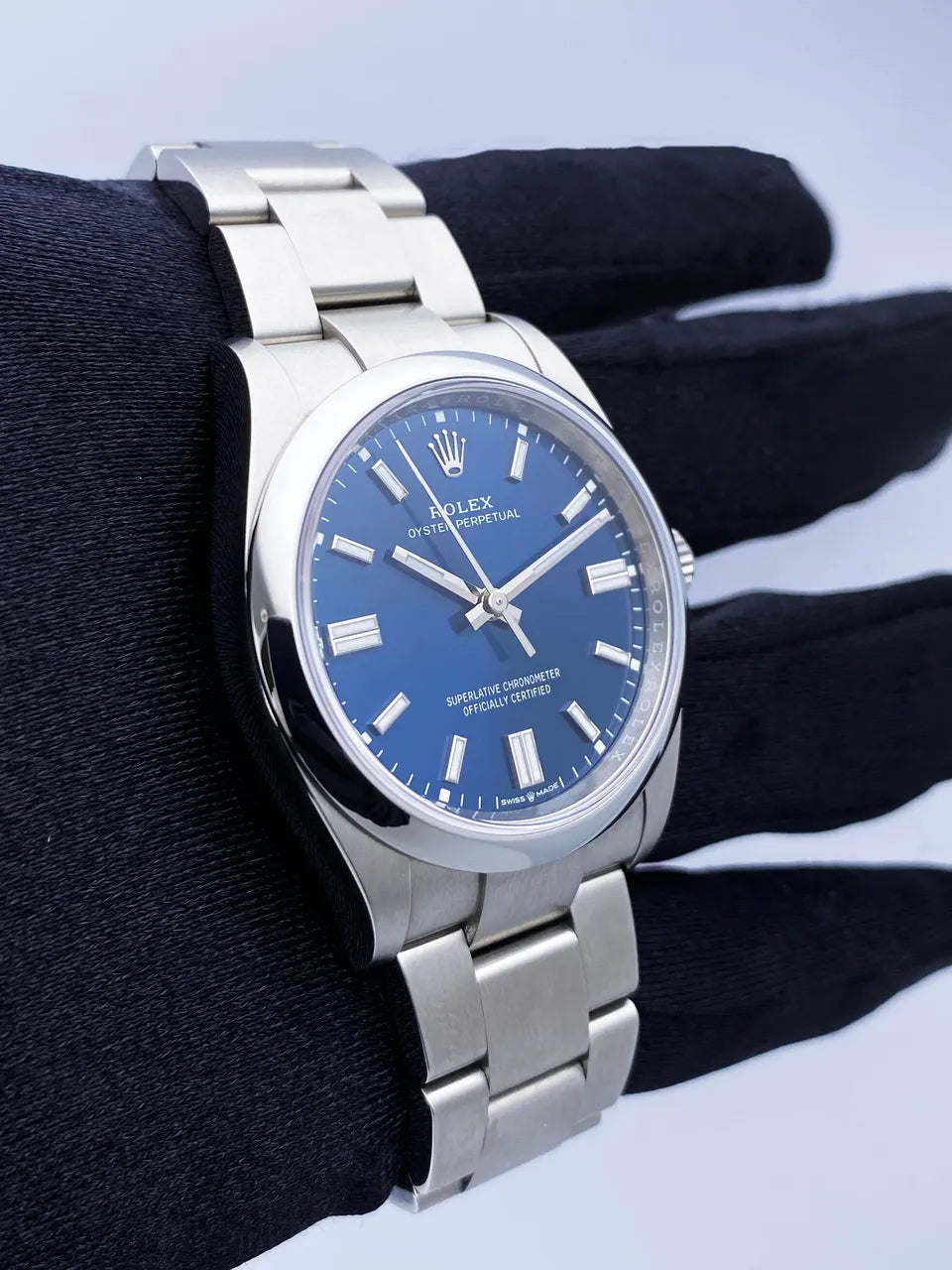 stainless Rolex Oyster Perpetual Blue - Hình 4
