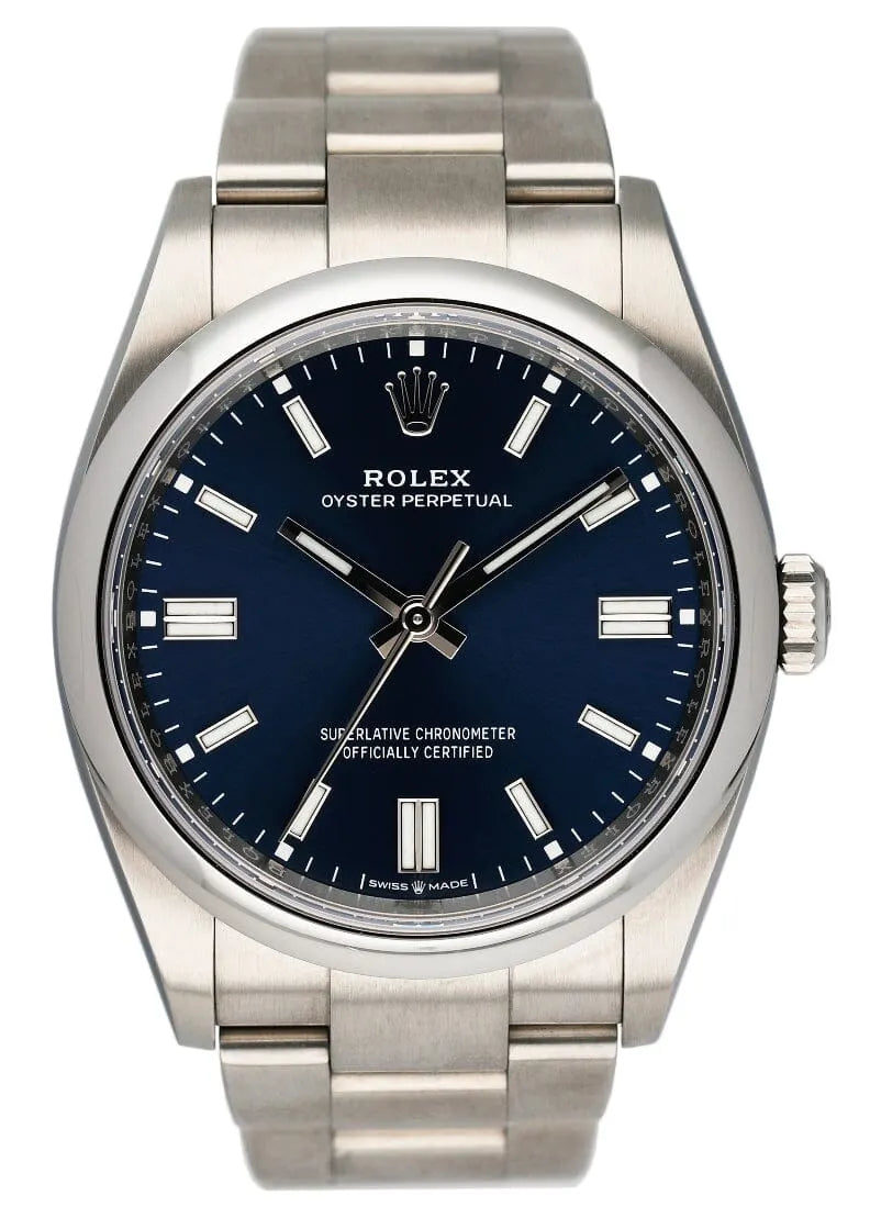 stainless Rolex Oyster Perpetual Blue