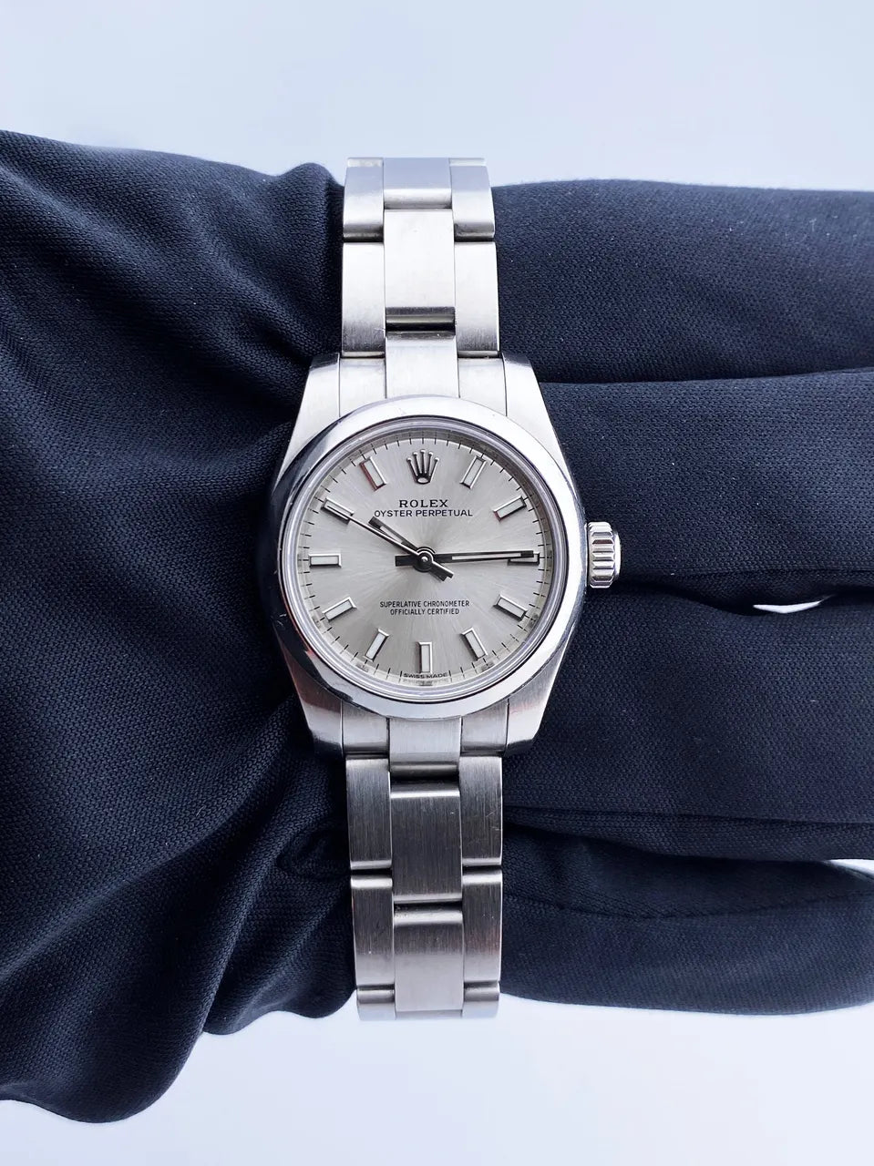 oyster Rolex Silver Dial Steel Watch - Hình 2