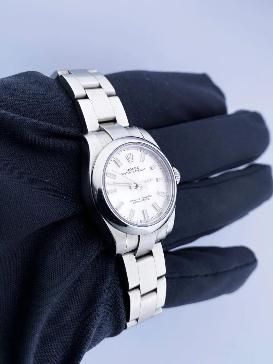 oyster Rolex Silver Dial Steel Watch - Hình 3