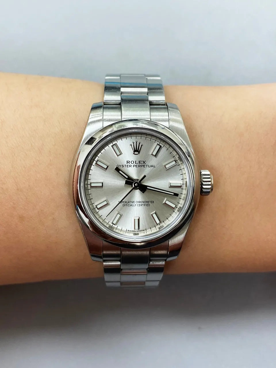 oyster Rolex Silver Dial Steel Watch - Hình 9