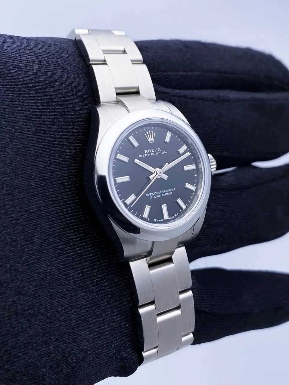 oyster Rolex Black Dial Stainless Steel - Hình 4