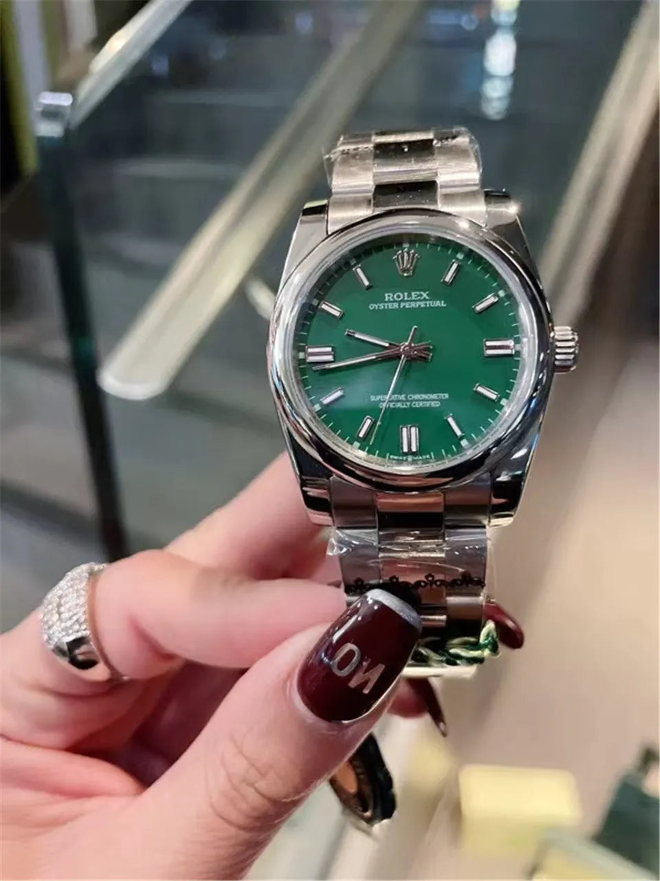 Rolex Oyster Perpetual Green Dial - Hình 4