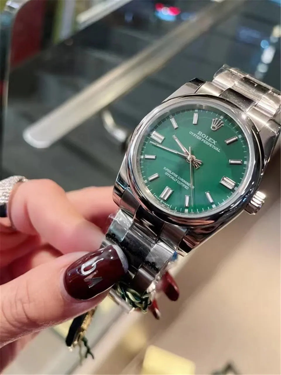Rolex Oyster Perpetual Green Dial - Hình 5