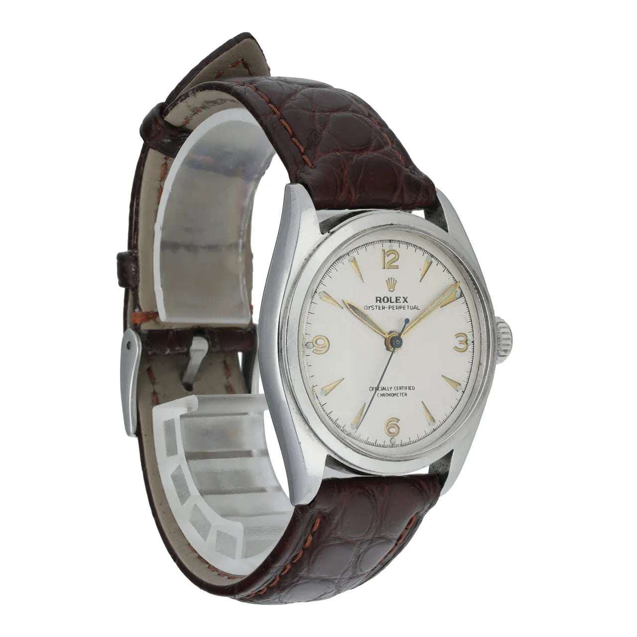 Rolex Silver Brown Leather - Hình 3