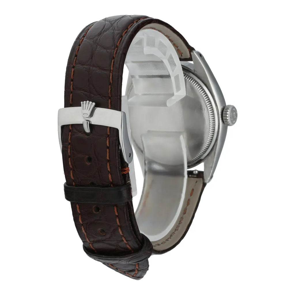 Rolex Silver Brown Leather - Hình 4