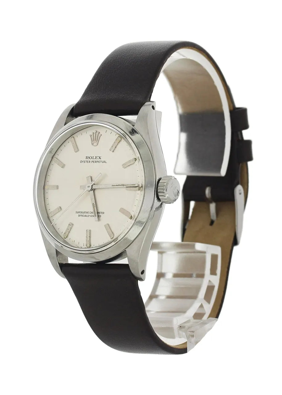 black Rolex Oyster Perpetual Silver Dial - Hình 3