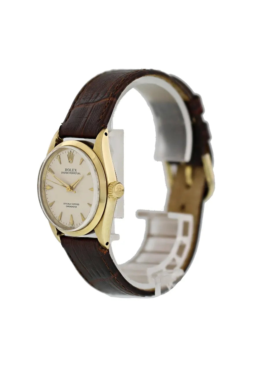 oyster Rolex Gold Brown Leather - Hình 5