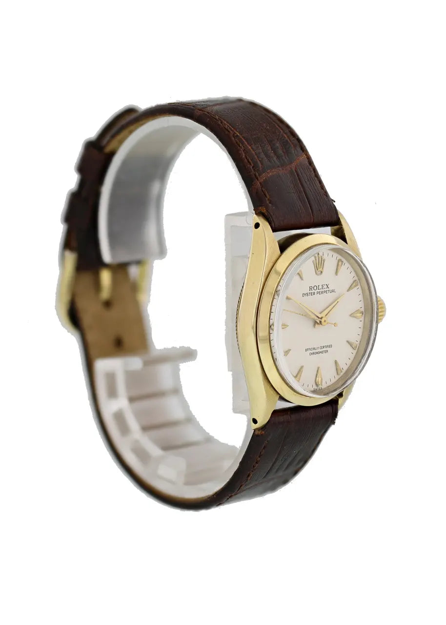oyster Rolex Gold Brown Leather - Hình 4