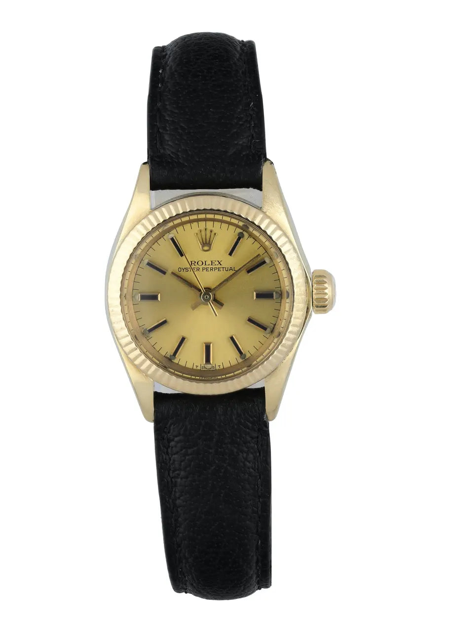 Rolex Gold Dial Black Strap – Rolex Oyster Perpetual Gold Dial