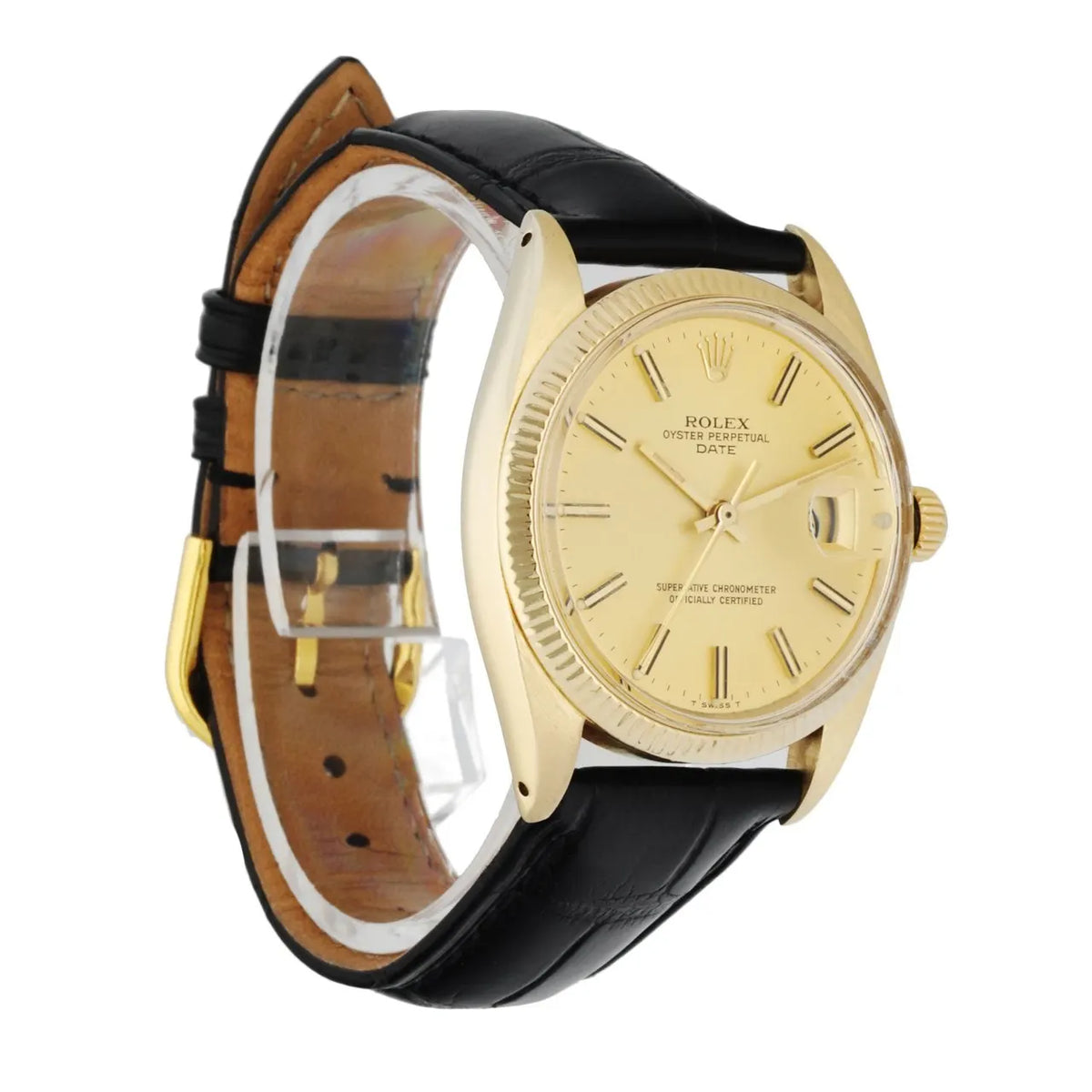 Rolex Gold Black Leather - Hình 3
