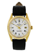 Rolex Gold Black Leather Strap